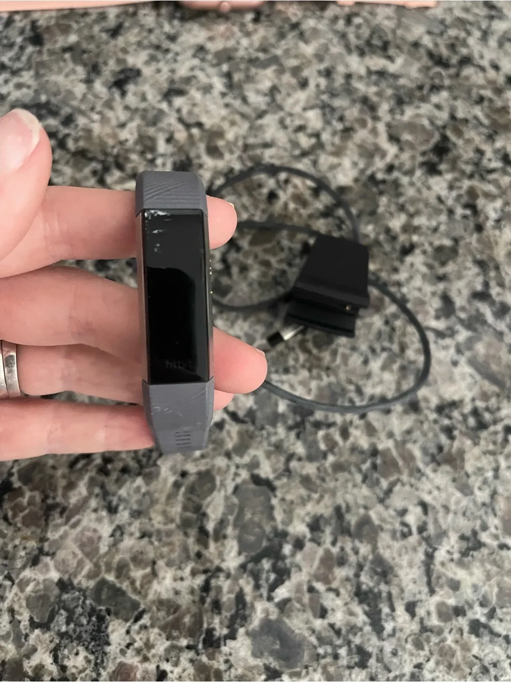 fitbit Alta HR Fitness Tracker in Gray Lavendar/Grey Band